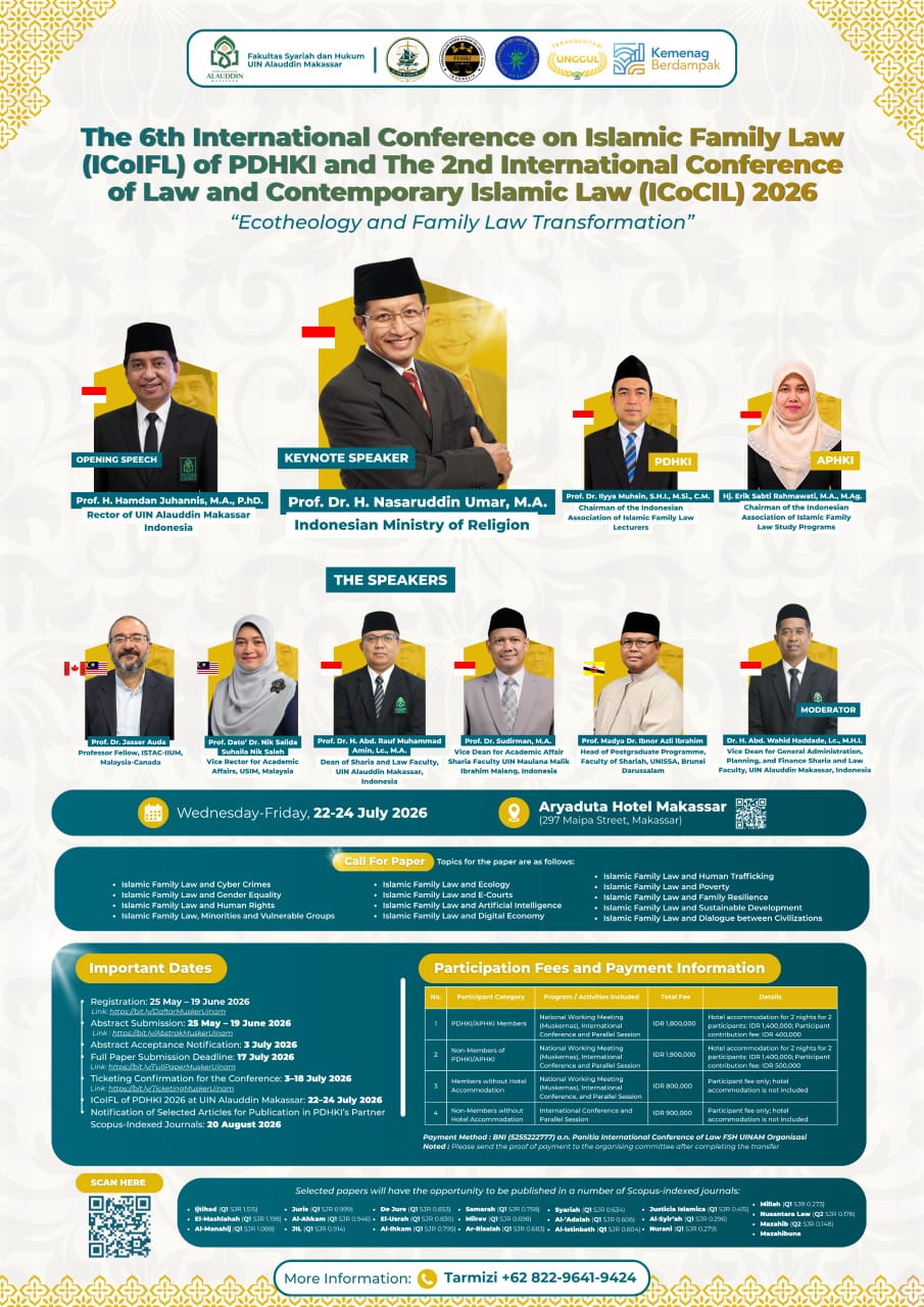 Fakultas Syariah dan Hukum UIN Alauddin Makassar Siap Gelar ICoIFL dan ICoCIL 2026, Bahas Ecotheology dan Transformasi Hukum Keluarga